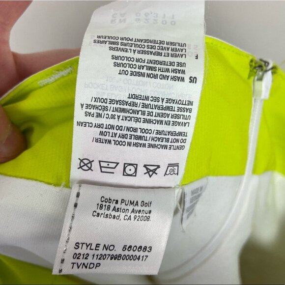 Puma Pleated Tech Golf Skirt White Neon Yellow Skort Trim Pocket Size 0 Tennis - Picture 10 of 14